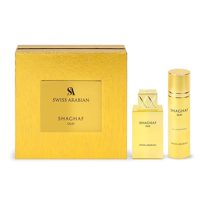 Swiss Arabian Shaghaf Oud - Eau de Parfum and Body Spray Perfume Set - Unisex - 2 Pc - authentic fragrance from Brands War...