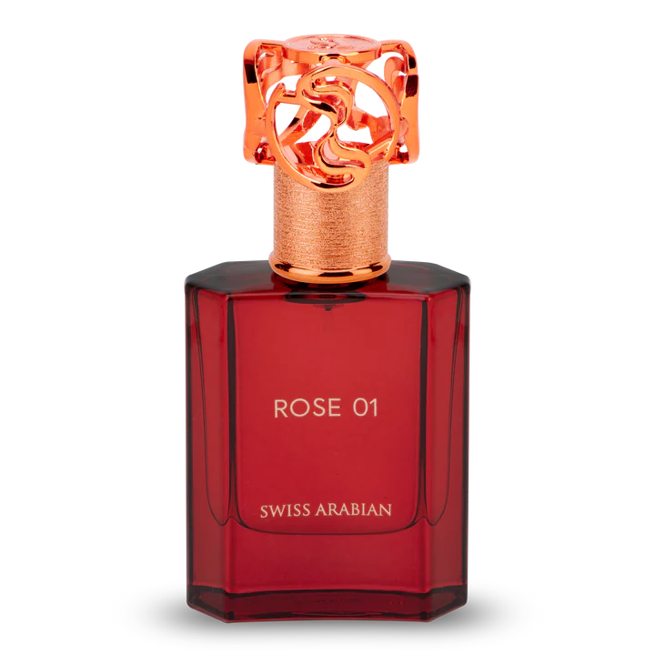 Swiss Arabian Rose 01 Eau De Parfum Unisex - 50 ML - box and bottle packaging