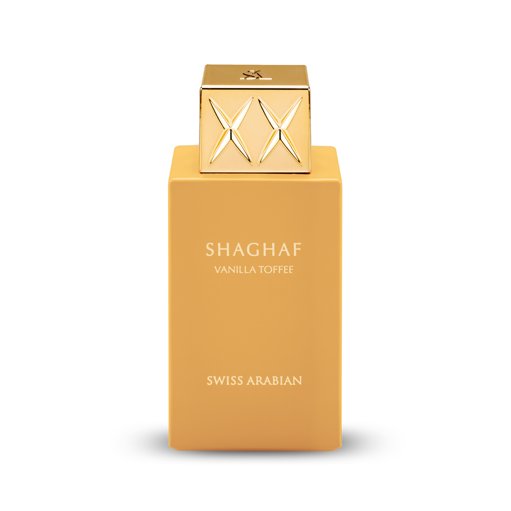 Swiss Arabian Shaghaf Vanilla Toffee Eau De Parfum Unisex - 75 ML - box and bottle packaging