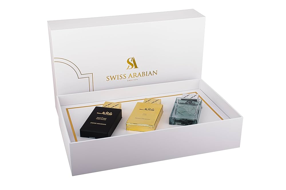 Swiss Arabian Shaghaf Collection - Unisex Fragrance Gift Set - Sensual and Warm Finish - Includes Shaghaf Oud, Shaghaf Men and Shaghaf Oud Aswad - Luxurious Scents To Define You - 3 Pc