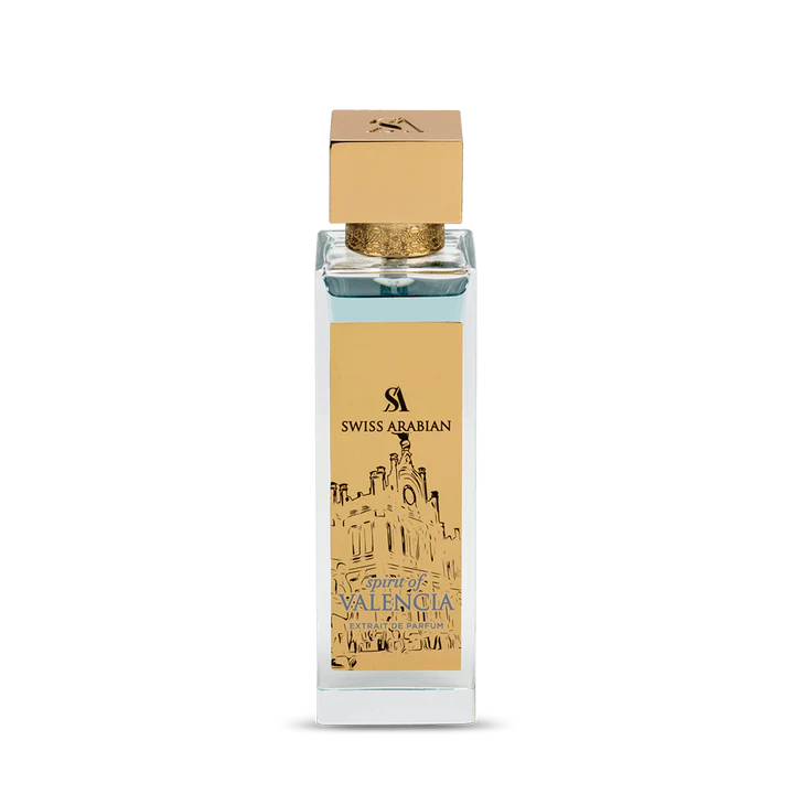 Swiss Arabian Spirit Of Valencia Extrait De Parfum Unisex - 100 ML - box and bottle packaging