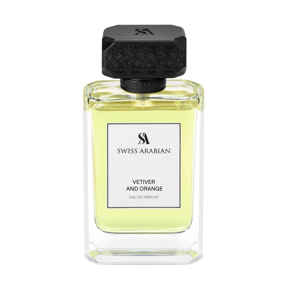 Swiss Arabian Vetiver and Orange for Women - Sophisticated Womens Perfume - Woody Spicy Fragrance with Orange, Pepper, and Vetiver - 100 ml