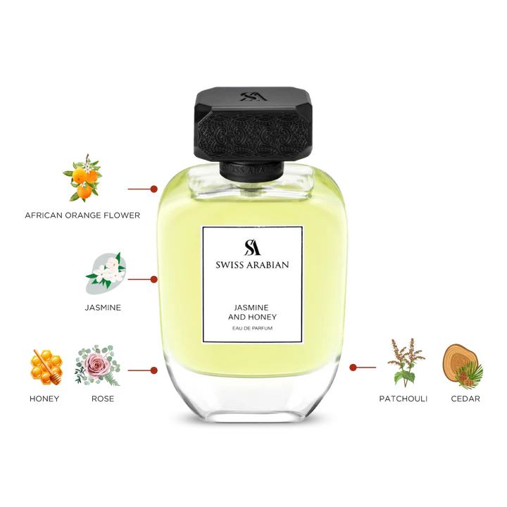 Swiss Arabian Jasmine And Honey Eau De Parfum For Women - 100 ML - box and bottle packaging