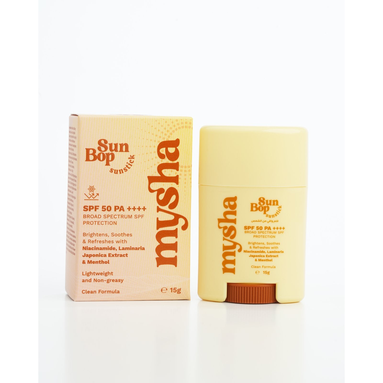 MYSHA Sunbop SPF 50 PA++++ Sunscreen Stick, Niacinamide, 15g bottle product photo, 15 g / 0.53 oz