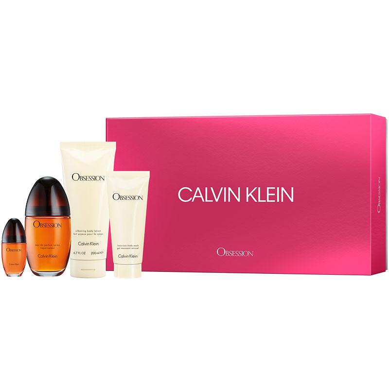 Set - Calvin Klein Obsession 100 ML EDP Spray + 15 ML EDP Spray + 100 ML Shower Gel + 200 ML Body Lotion For Women - authe...