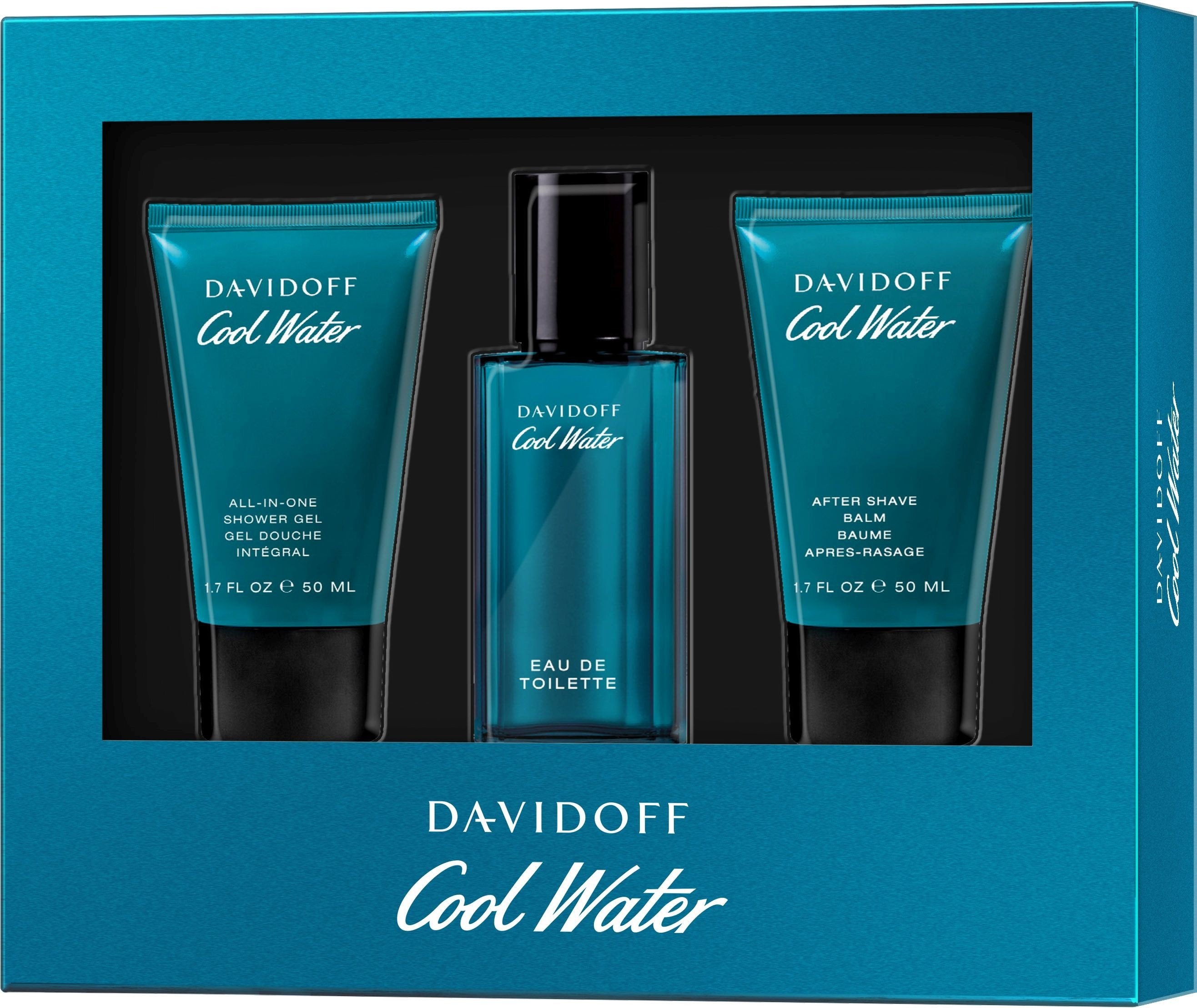 Set - Davidoff Cool Water 40 ML Edt Spr +50 ML S/G + 50 ML A/S Balm (M) - authentic fragrance from Brands Warehouse Canada