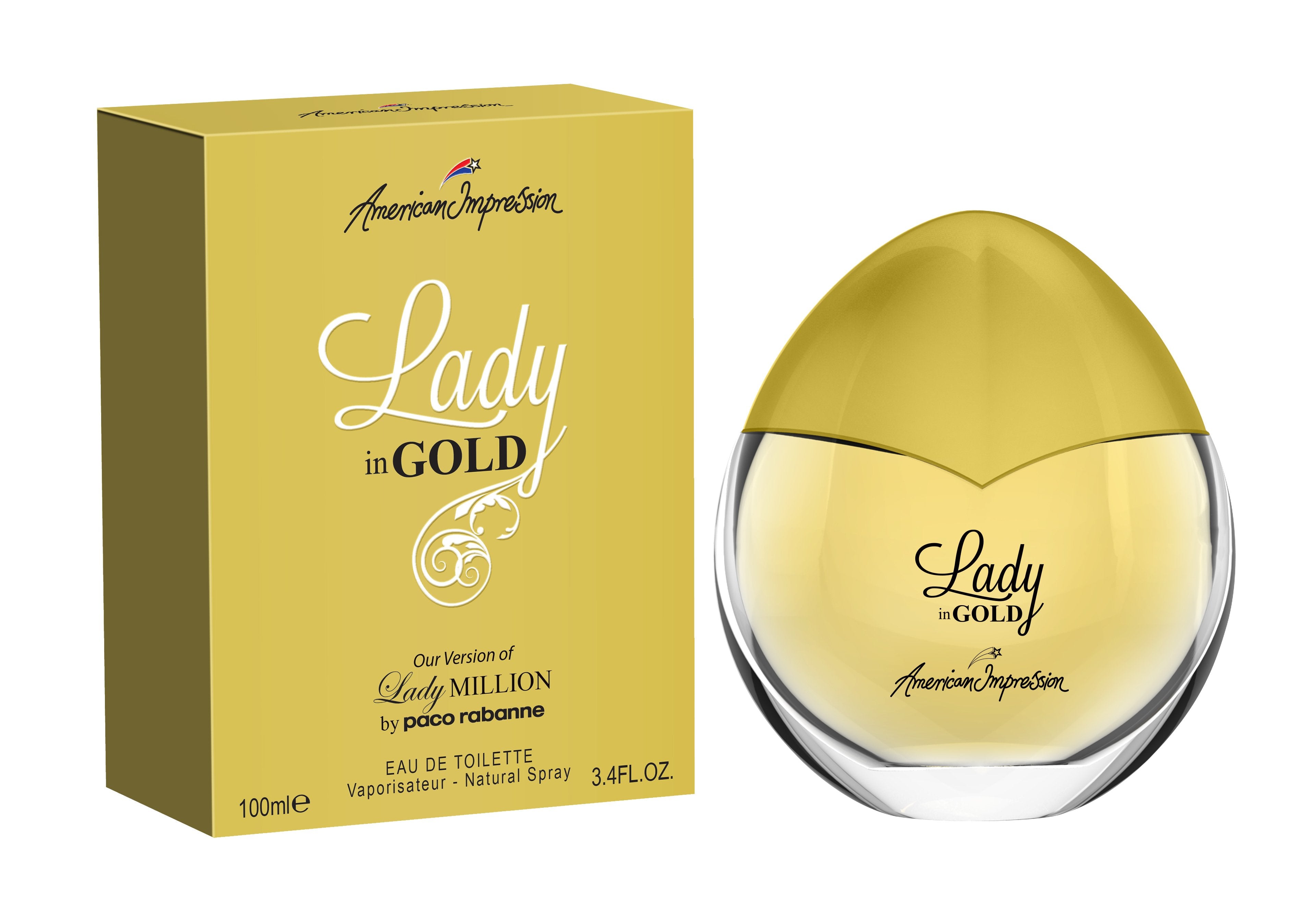 American Impression Lady In Gold 100 ML EDT Spray (Impression Of Paco Rabane Lady Million) - authentic fragrance from Bran...
