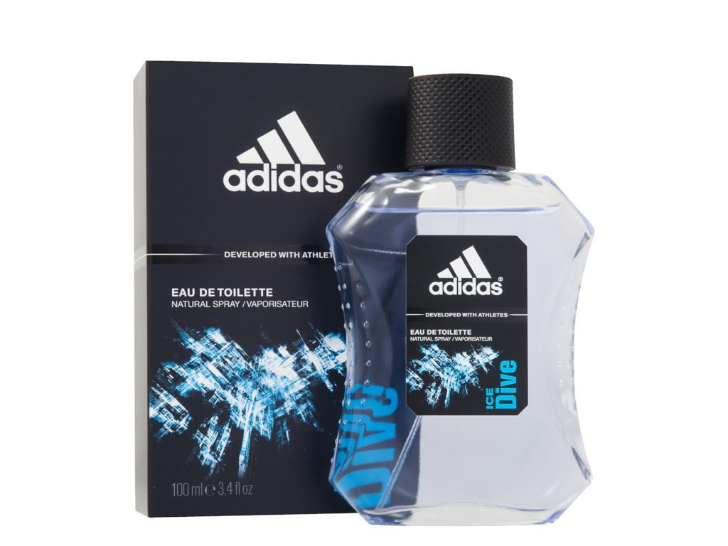 Adidas Ice Dive EDT Spray For Men - box and bottle packaging