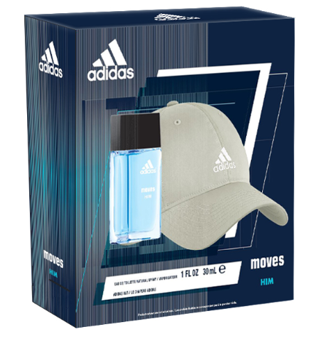 SET - ADIDAS MOVES HIM 30 ML EDT SPR + BASEBALL CAP - authentic fragrance from Brands Warehouse Canada