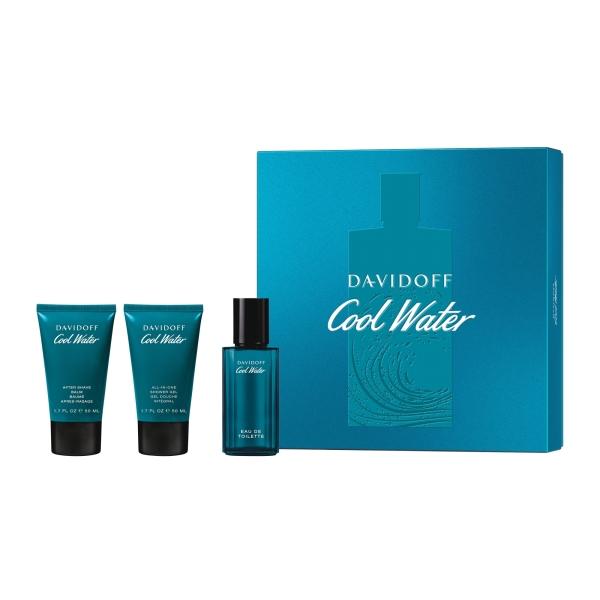 Set - Davidoff Cool Water For Men 40 ML EDT Spray + 50 ML Shower Gel + 50 ML After Shave Balm - authentic fragrance from B...