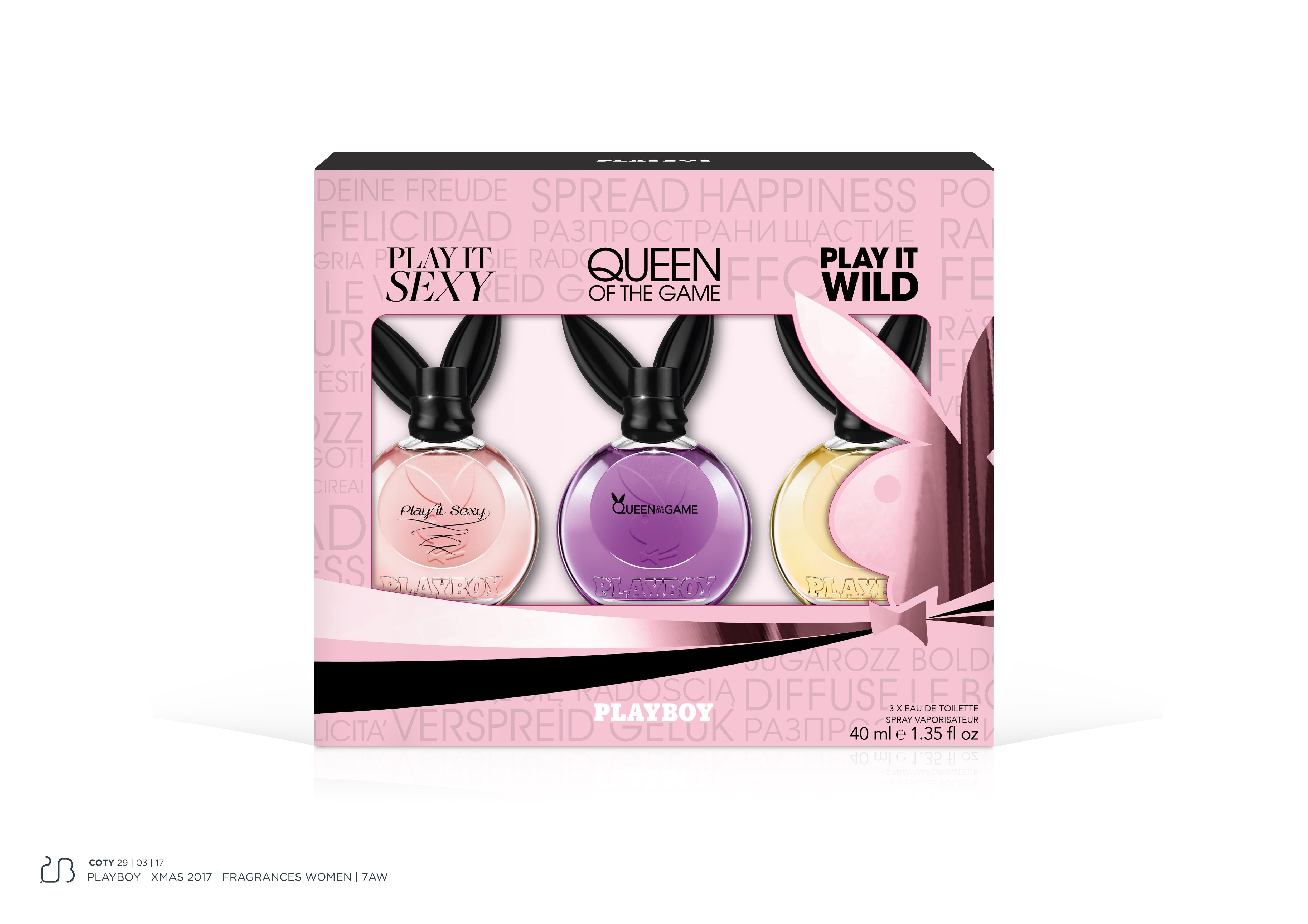 Set - Playboy Play It Sexy + Queen Of The Game + Play It Wild 3X40 ML EDT Spray - authentic fragrance from Brands Warehous...