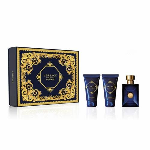 Set - Versace Dylan Blue 50 ML EDT Spray + 50 ML After Shave Balm + 50 ML Shower Gel for Men - authentic fragrance from Br...