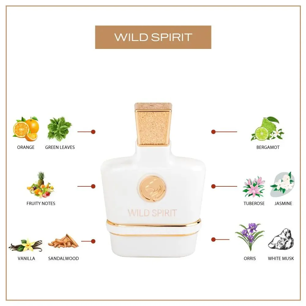 Swiss Arabian Wild Spirit 1070 Eau De Parfum For Women - 100 ML - box and bottle packaging