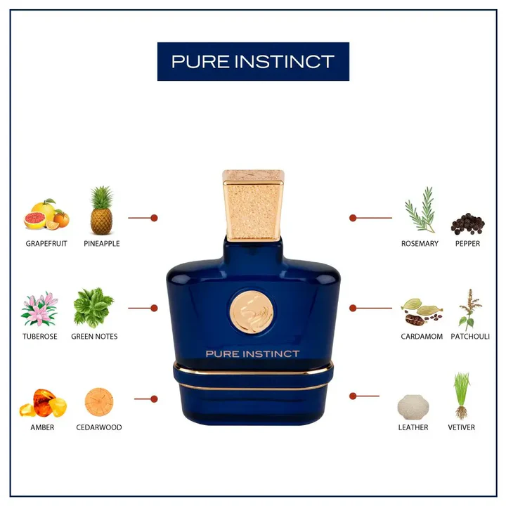 Swiss Arabian Pure Instinct Eau De Parfum For Men - 100 ML - box and bottle packaging