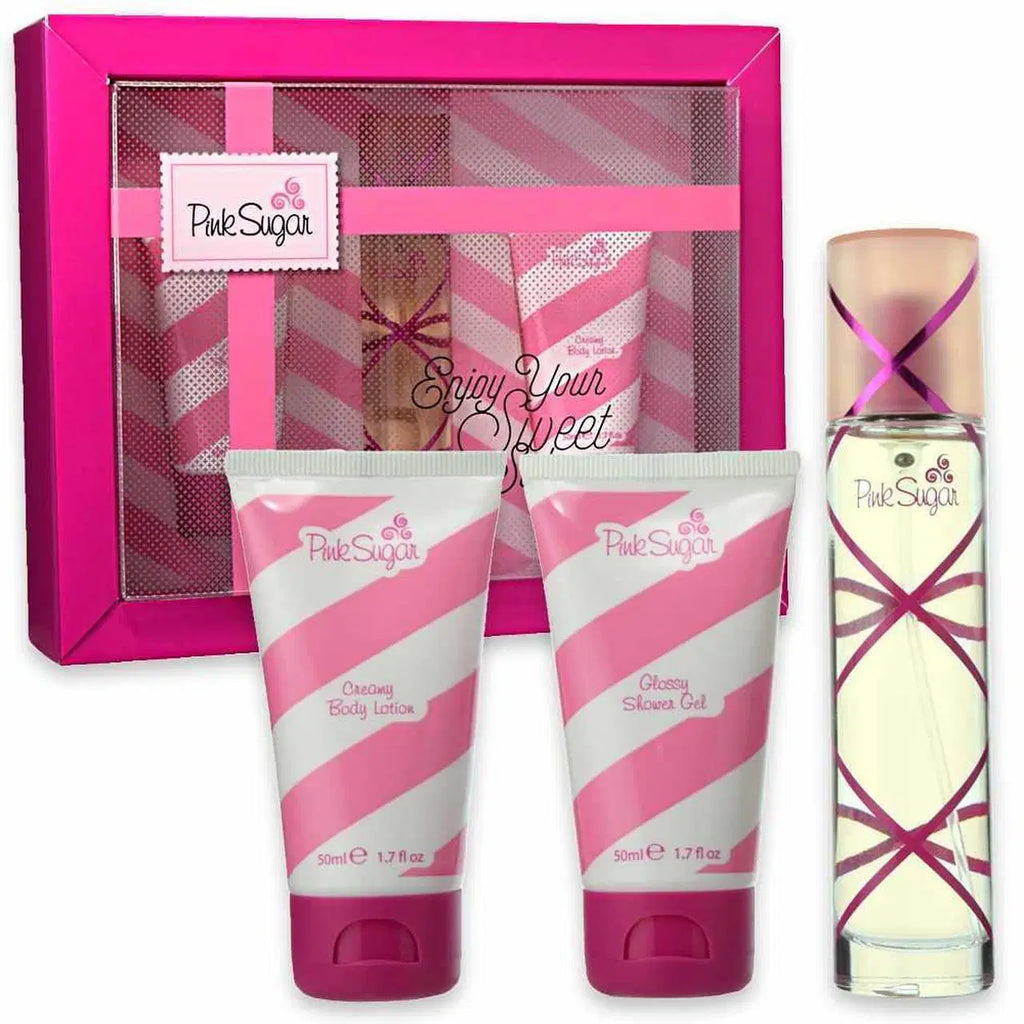 Pink Sugar 50 ML Edt Spray And 50 ML Shower Gel And 50 ML Body Lotion Women