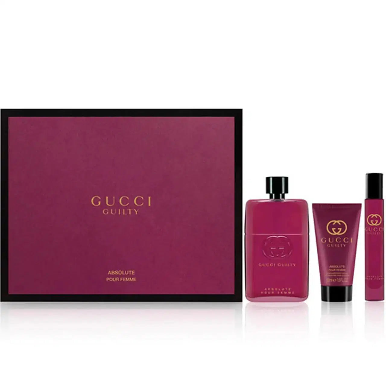 Gucci Guilty Absolute Pour Femme 90 ML Edp Spray And 50 ML Body Lotion And 7.4 ML Rollerball