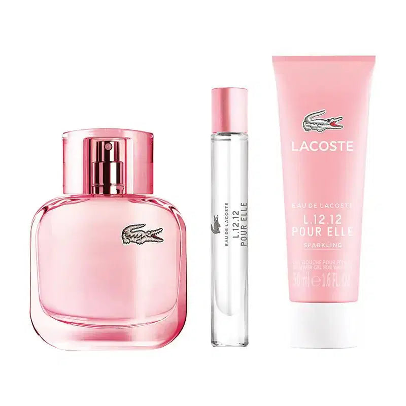 L.12.12 Pour Elle Sparkling 50 ML Edt Spray And 7.4 ML Rollerball And 50 ML Shower Gel