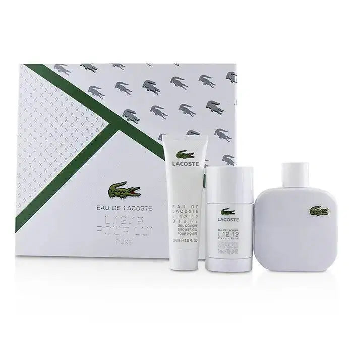 Lacoste L.12.12 Blanc 100 ML Edt Spray And 50 ML Shower Gel And 75 ML Deodorant Spray