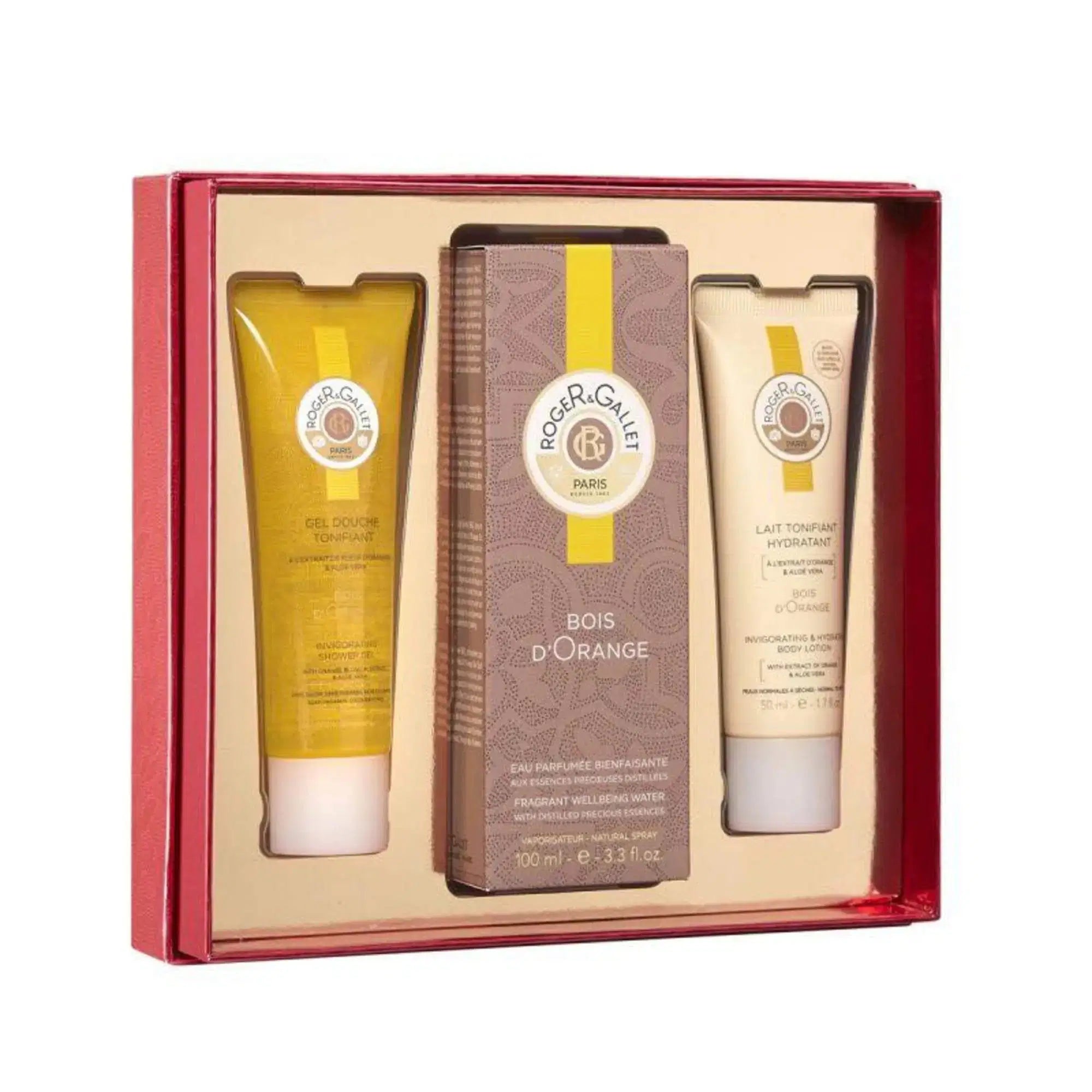 Roger & Gallet Bois D'Orange 100 ML Fragrant Well-Being Water Spray And 50 ML Shower Gel And 50 ML Body Lotion - authentic...