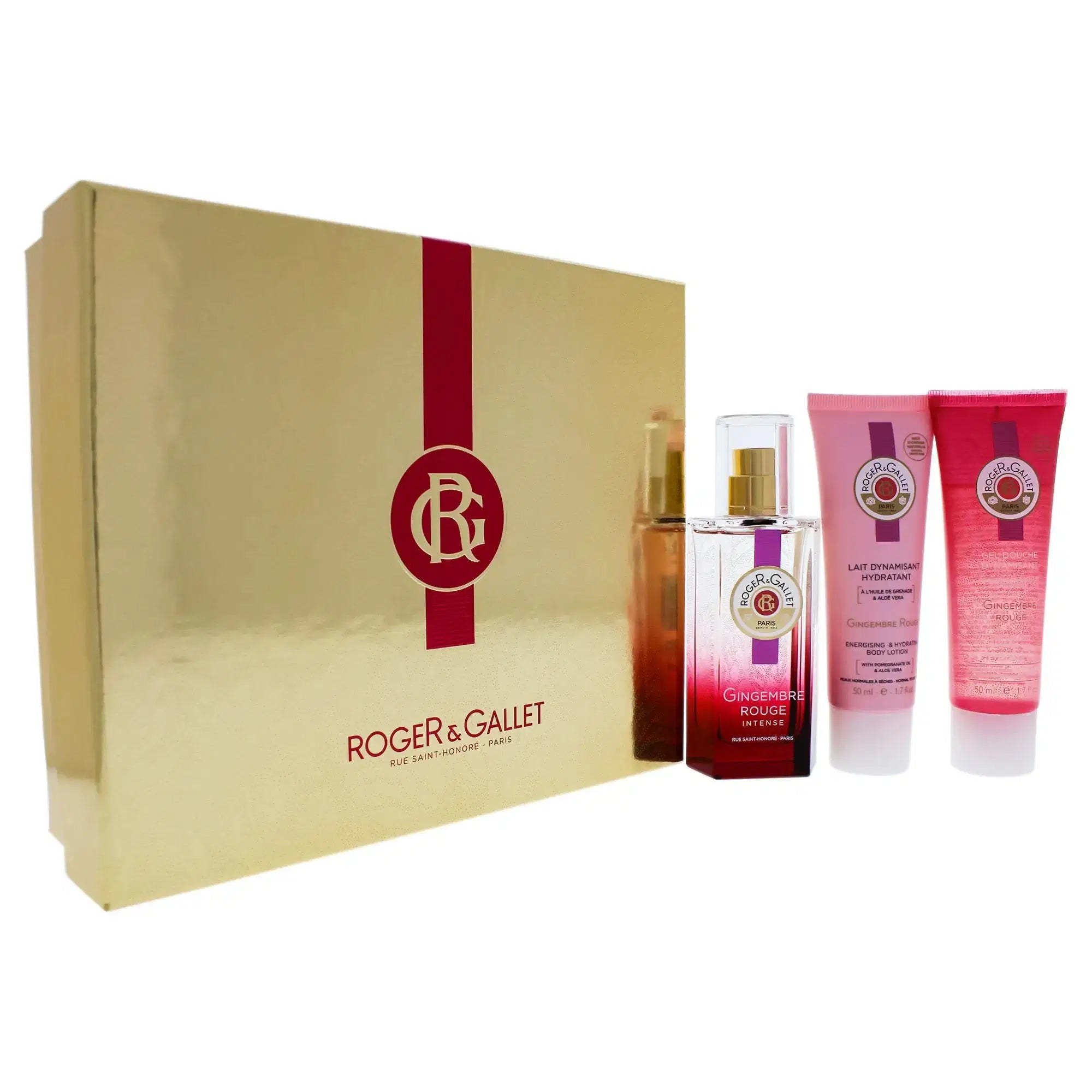 Roger & Gallet Gingembre Rouge Intense 50 ML Fragrant Well-Being Spray And 50 ML Shower Gel And 50 ML Body Lotion - authen...