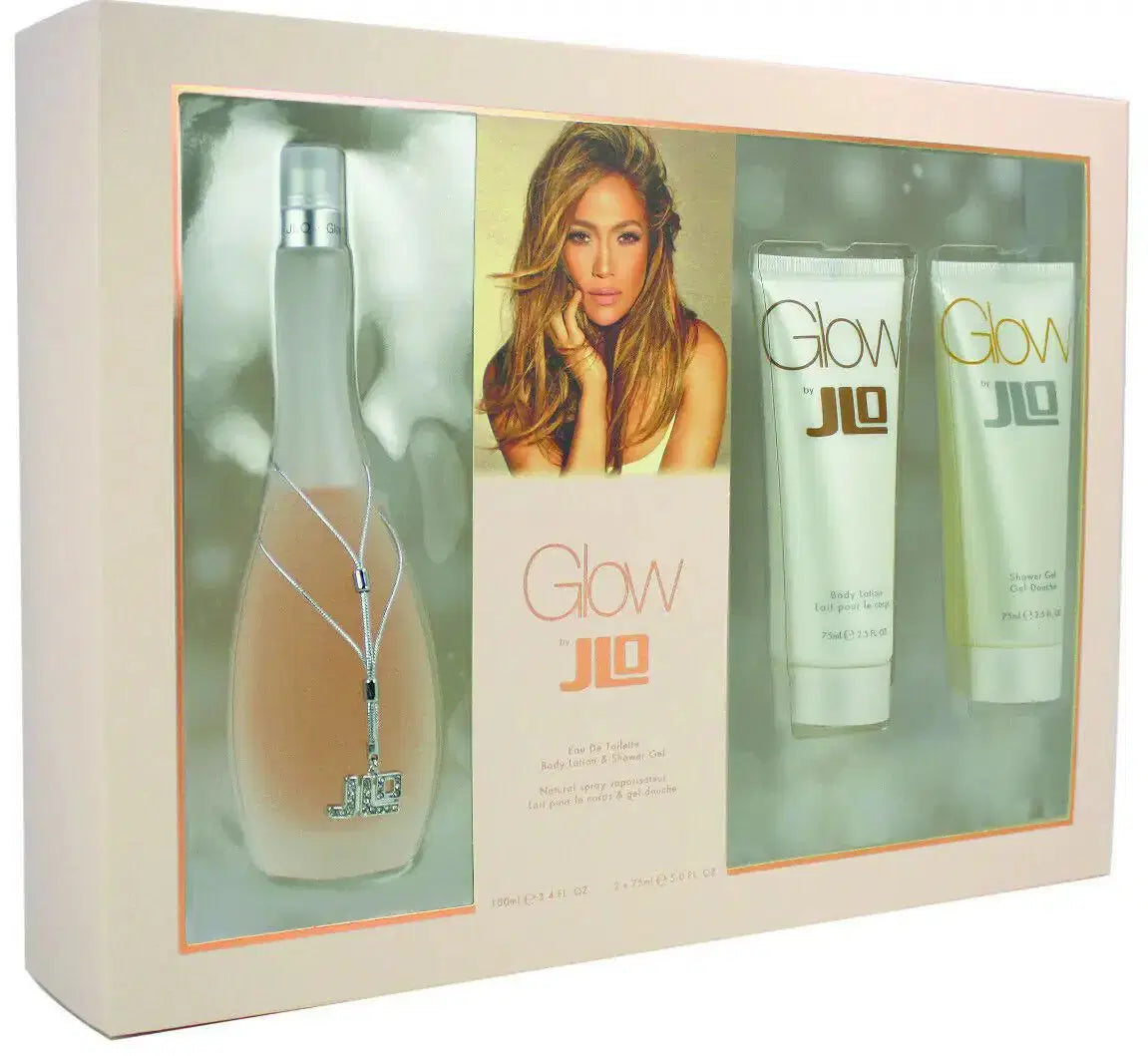 Set - Jennifer Lopez Glow 100 ML EDT Spray + 75 ML Body Lotion + 75 ML Shower Gel For Women - authentic fragrance from Bra...