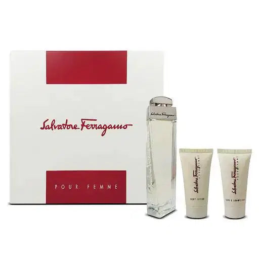 Set - Salvatore Ferragamo 3 Pc - 100 ML EDT Spray + 50 ML Shower Gel + 50 ML Body Lotion - authentic fragrance from Brands...