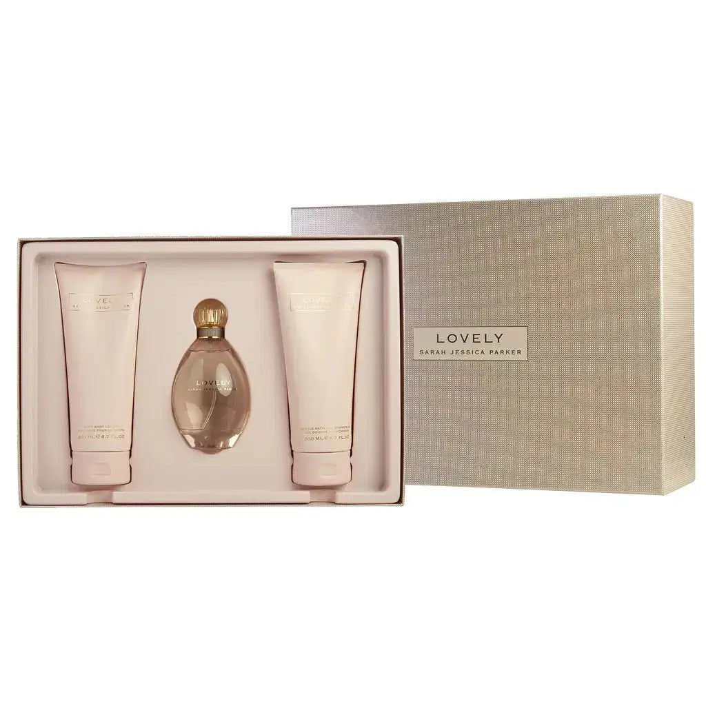 Set - Sarah Jessica Parker Lovely 3 Pcs, 100 ML EDP Spray + 6.207 ML. +6.207 ML - authentic fragrance from Brands Warehous...