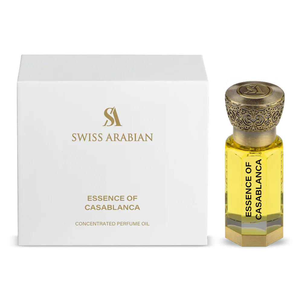 Swiss Arabian Essence of Casablanca Concentrated Perfume Oil Unisex - 12 ML - box and bottle packaging