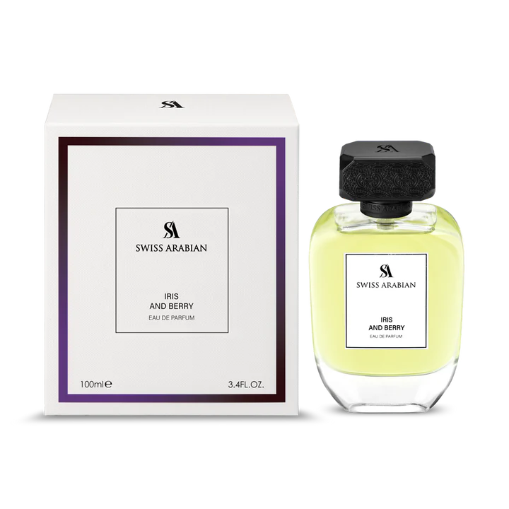 Swiss Arabian Iris and Berry Eau de Parfum For Women - 100 ML - box and bottle packaging