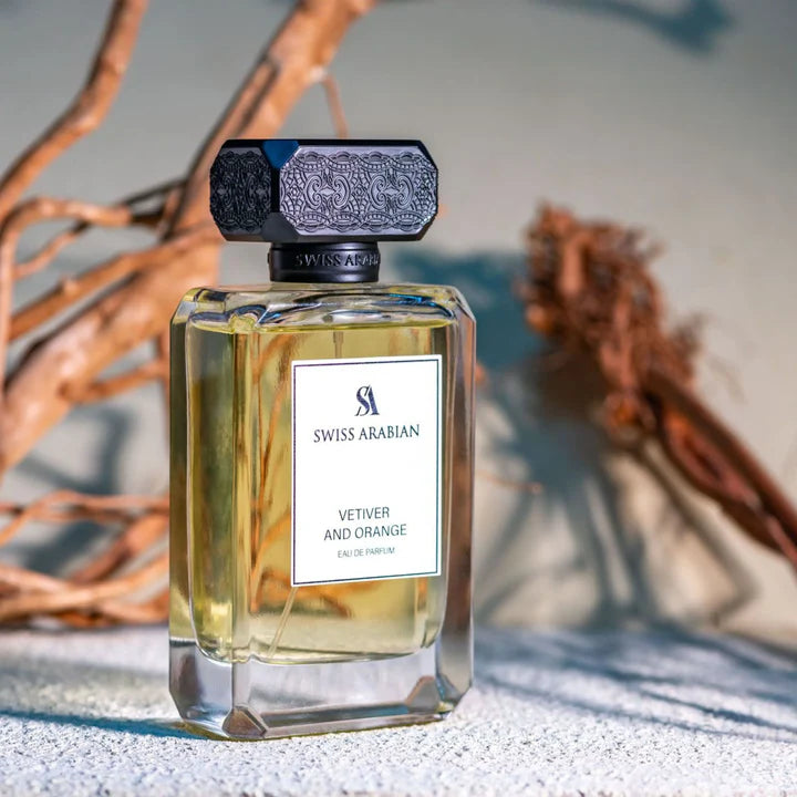 Swiss Arabian Vetiver And Orange Eau De Parfum For Women - 100 ML - box and bottle packaging