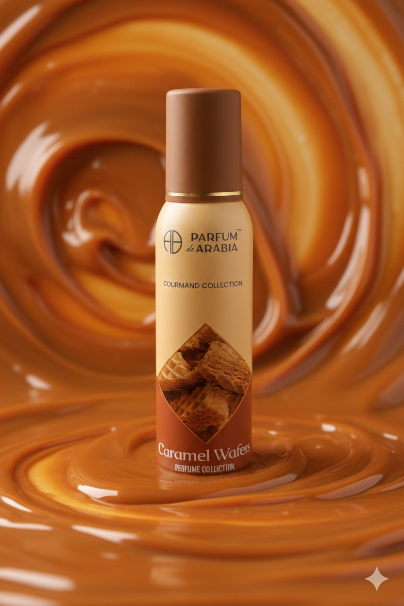 PDA Caramel Wafer Perfume Body Spray, Vanilla Caramel Gourmand, 150mL bottle product photo, 150 mL / 5.07 fl oz