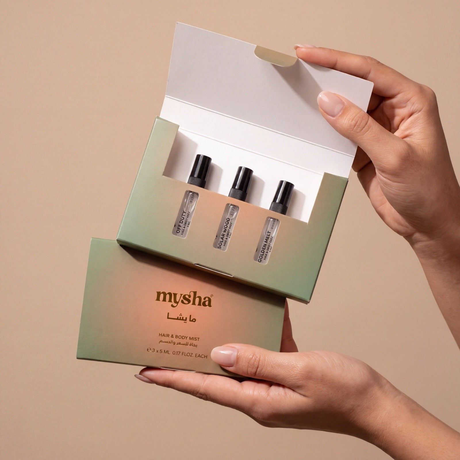 MYSHA Discovery Set Hair Perfume Trio, Alcohol-Free Gift Set, 3x5mL bottle product photo, 3 x 5 mL