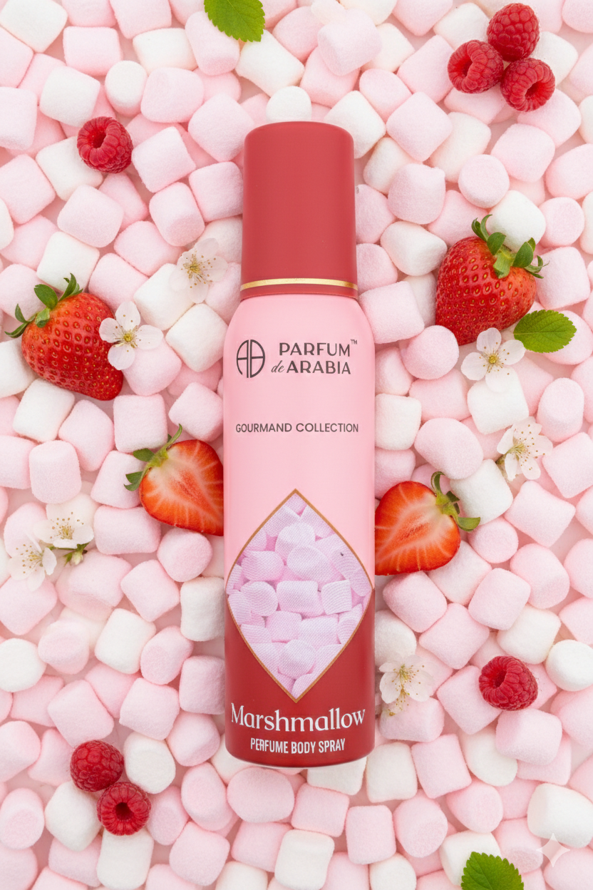 PDA Marshmallow Perfume Body Spray, Fruity Floral Vanilla, 150mL bottle product photo, 150 mL / 5.07 fl oz