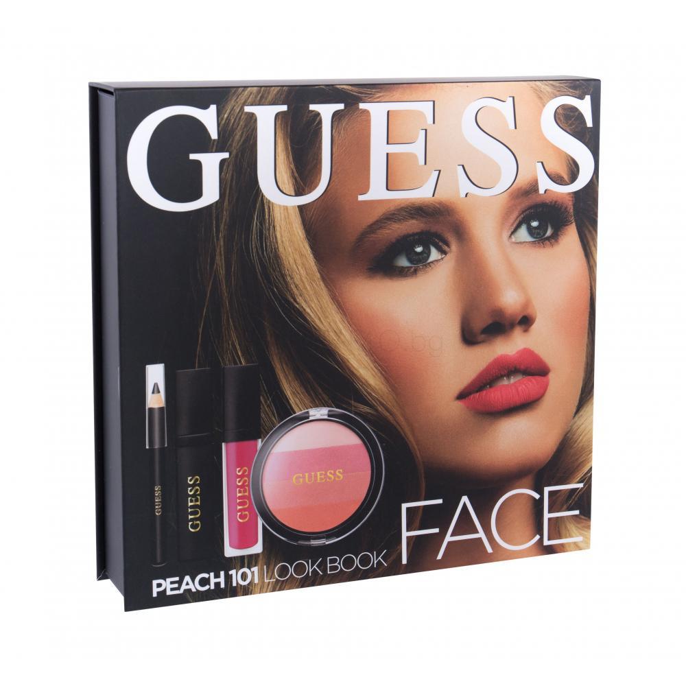 Guess Peach 101 Collection Face Kit: 1 Compact + 1 Eyeliner + 1 Mascara + 1 Lipstick + 1 Mirror