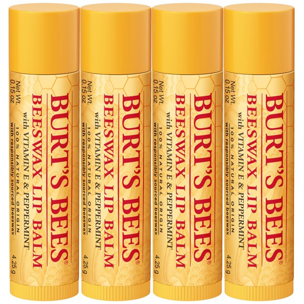 BURT'S BEES Beeswax Moisturizing Lip balm with vitamin E Peppermint - 100% Natural Origin - authentic fragrance from Brand...
