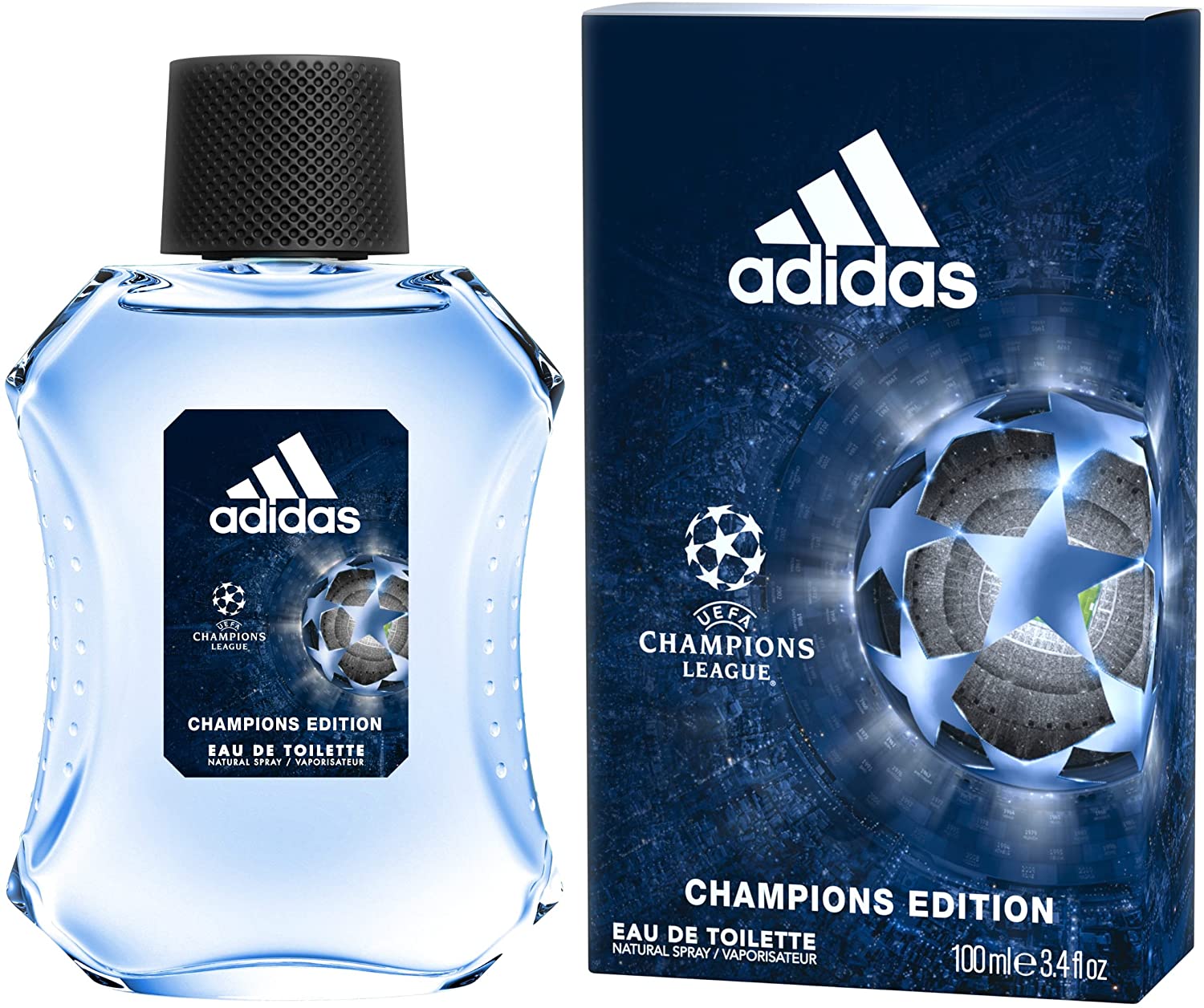 Adidas Champions League 4 100 ML EDT Spray For Men - box and bottle packaging
