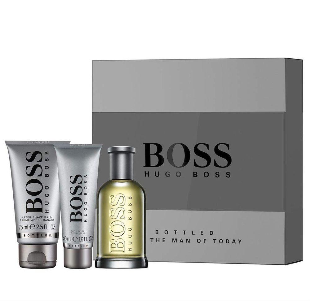 Set - Boss Bottled 100 ML EDT Spray + 50 ML Shower Gel + 75 ML After Shave Balm - authentic fragrance from Brands Warehous...
