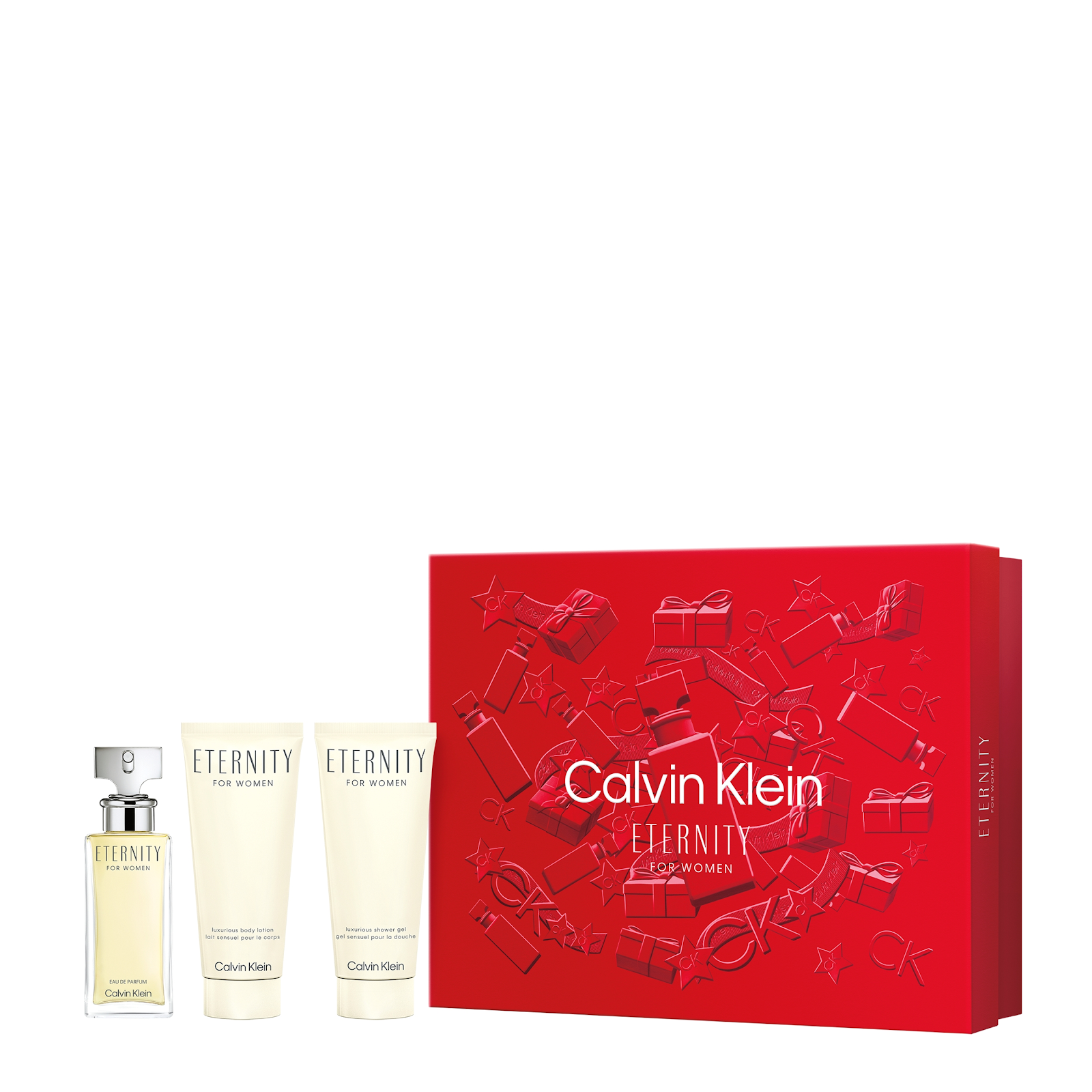 SET - CK ETERNITY 50 ML EDP SPR + 100 ML SHOWER GEL + 100 ML BODY LOTION - WOMEN - authentic fragrance from Brands Warehou...