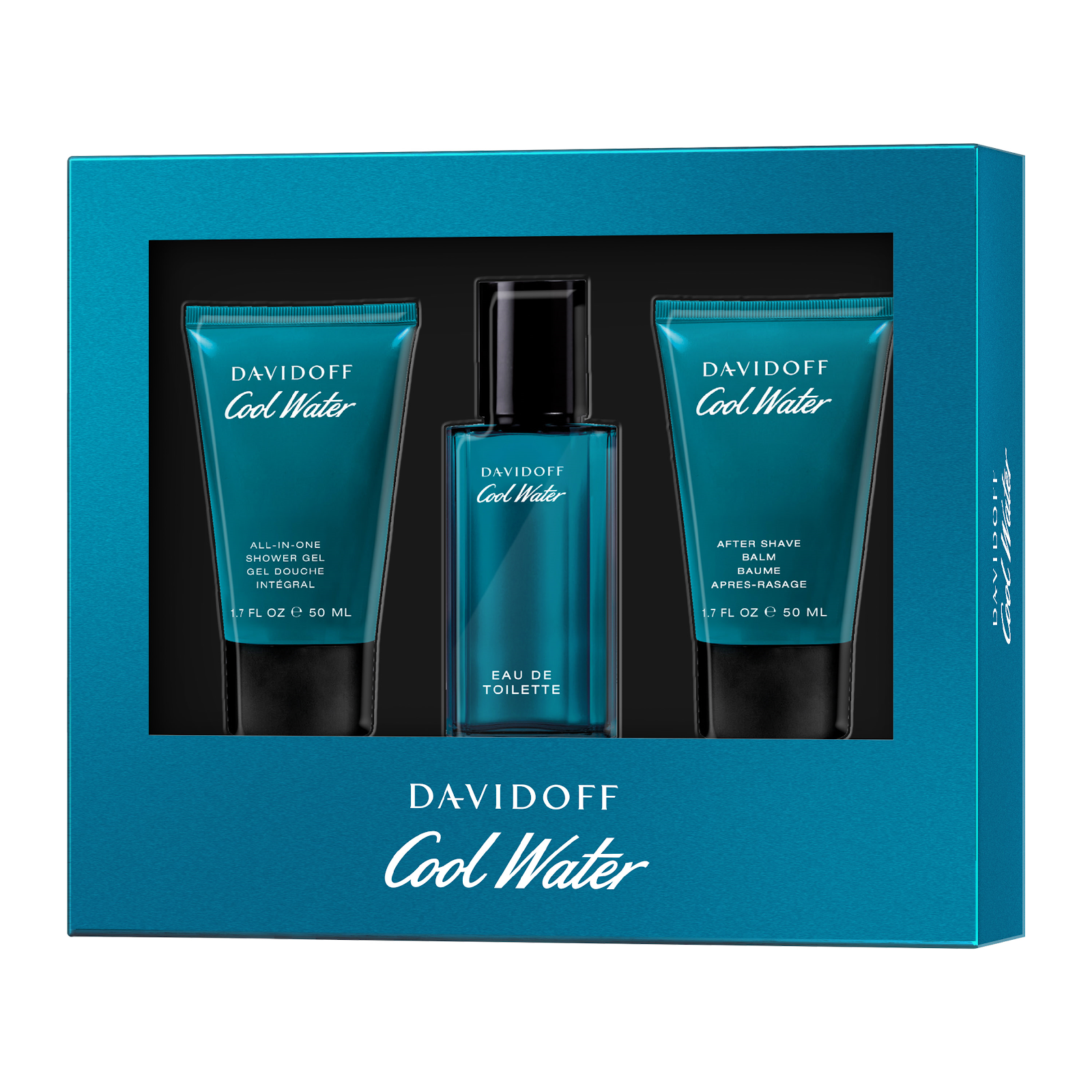 SET - COOL WATER 40 ML EDT SPR + 50 ML AFTER SHAVE + 50 ML SHOWER GEL - MEN - authentic fragrance from Brands Warehouse Ca...