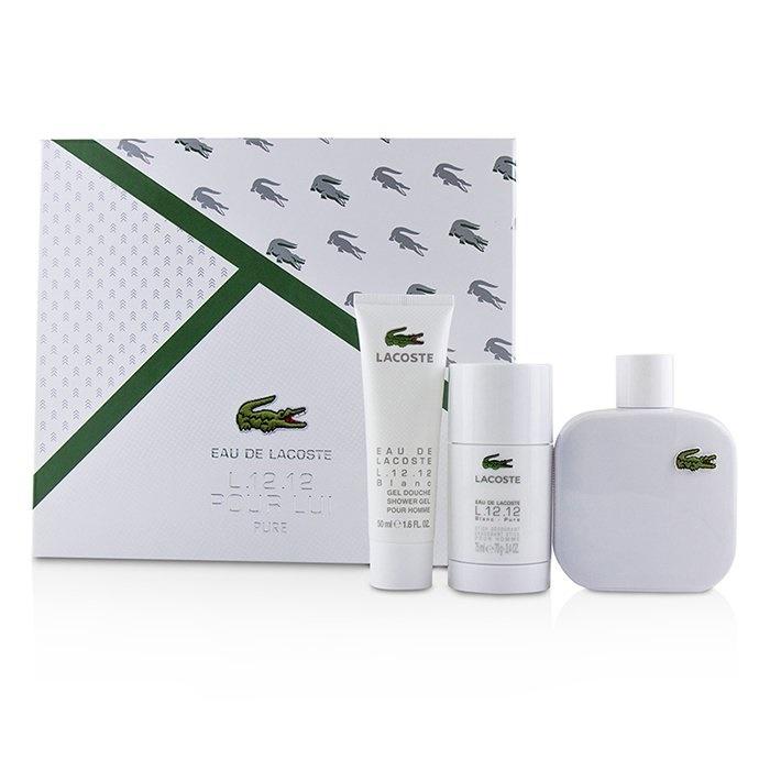 Lacoste L.12.12 Blanc 100 ML Edt Spray And 50 ML Shower Gel And 75 ML Deodorant Spray - authentic fragrance from Brands Wa...
