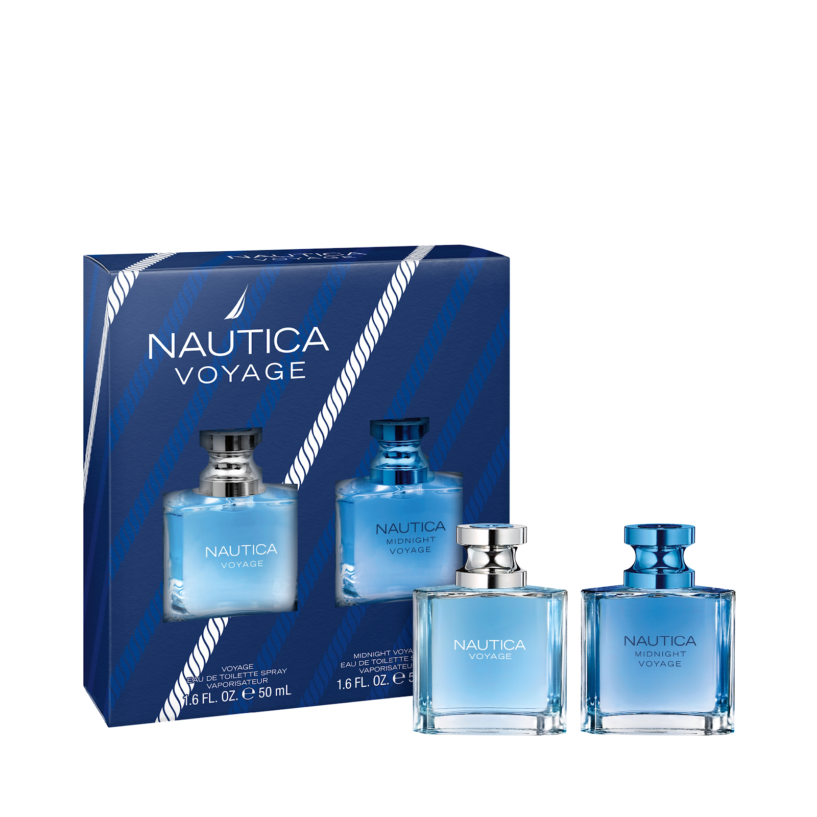 SET/COFFRET - NAUTICA VOYAGE 50 ML EDT SPR/VAPO + NAUTICA MIDNIGHT VOYAGE 50 ML EDT SPR/VAPO - MEN/HOMME - authentic fragr...