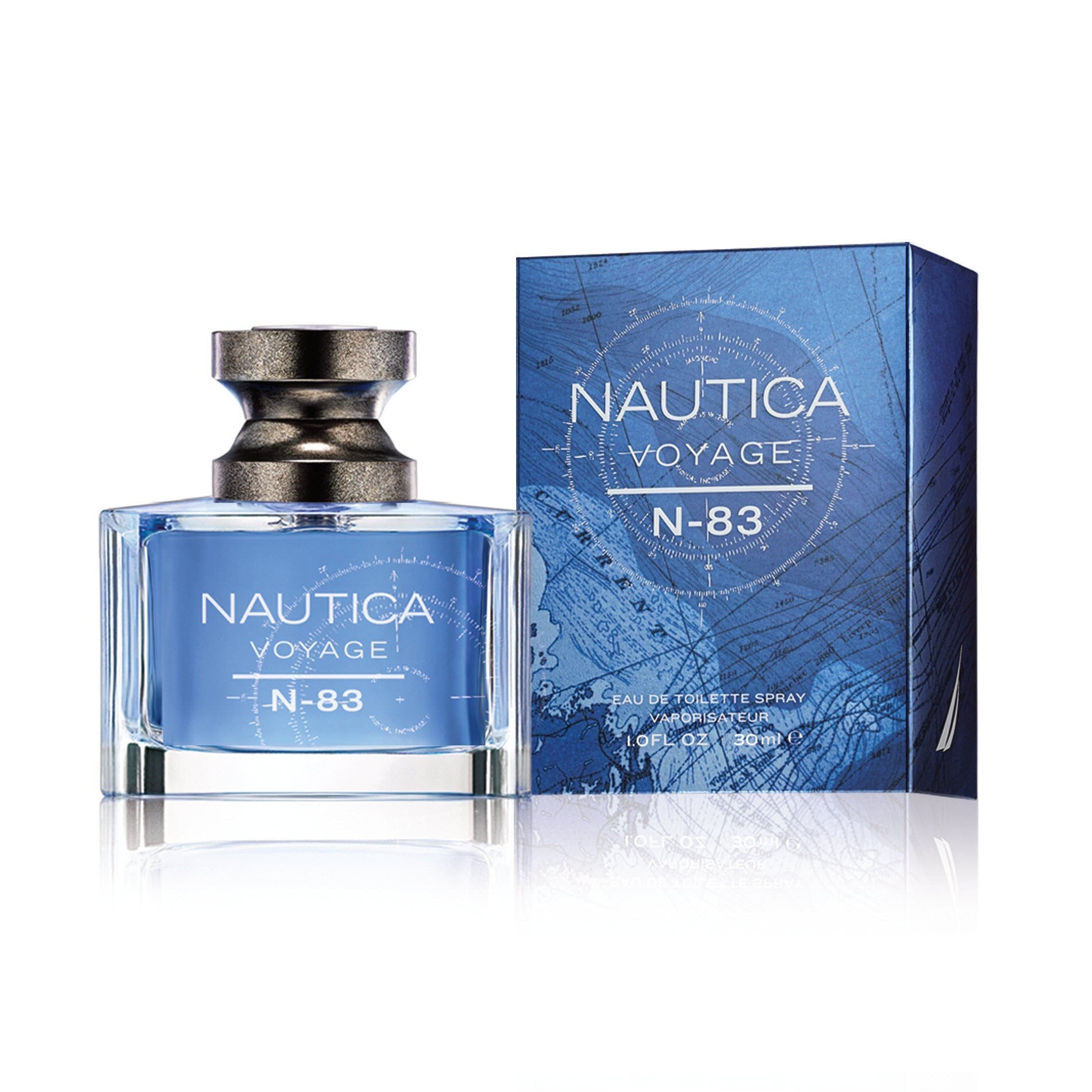 Nautica Voyage N-83 EDT Spray For Men - box and bottle packaging