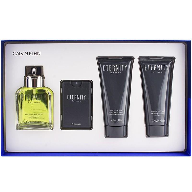 Set - Calvin Klein Eternity 100 ML EDT Spray + 100 ML Shower Gel + 100 ML After Shave Balm + 20 ML EDT Spray For Men - aut...