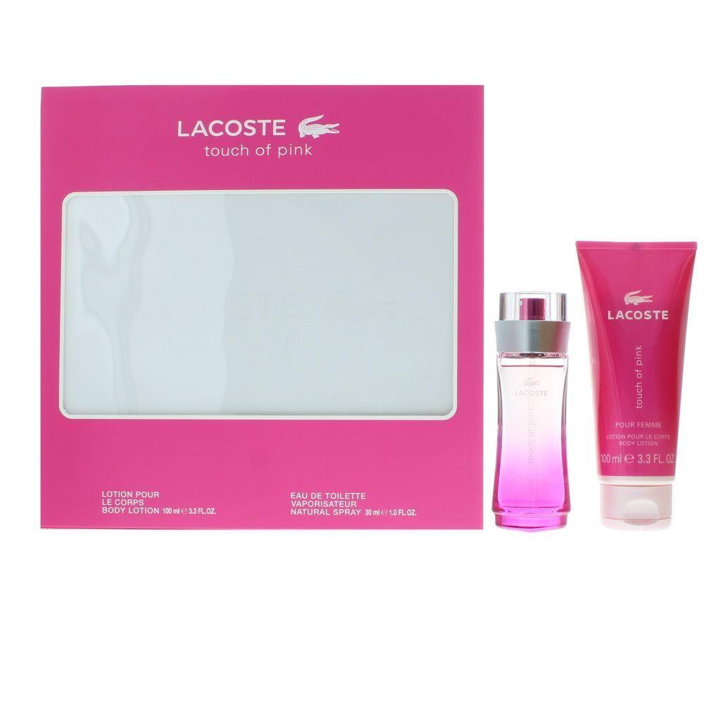 Set - Lacoste Touch Of Pink 30 ML EDT Spray + 100 ML Body Lotion - authentic fragrance from Brands Warehouse Canada